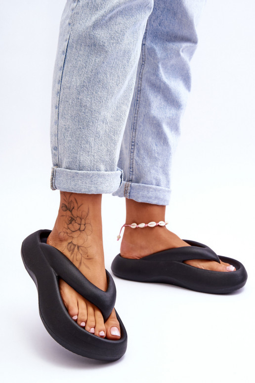 Zwarte dames slippers met schuim