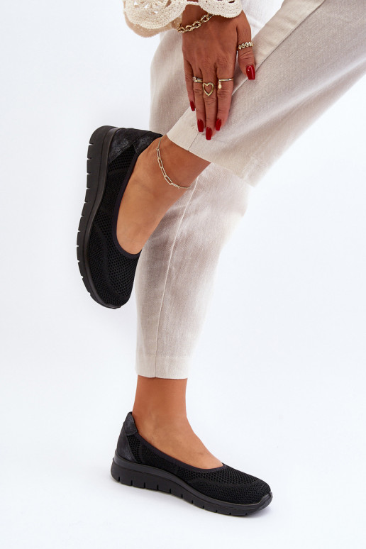 Schwarze Ballerinas mit Plattform Aviaba