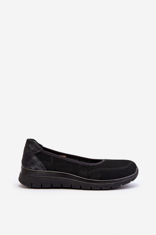 Zwarte ballerina's met platform Aviaba