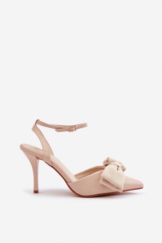 Chaussures à talons beiges avec rubans en simili cuir Volamia