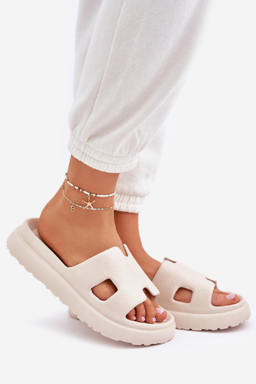 Elfenbeinfarbene leichte Slipper mit Ausschnitten Neladith