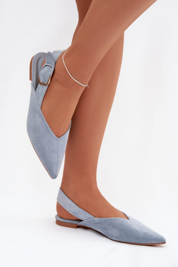 Blauwe dames ballerina's met gespen Tanelia