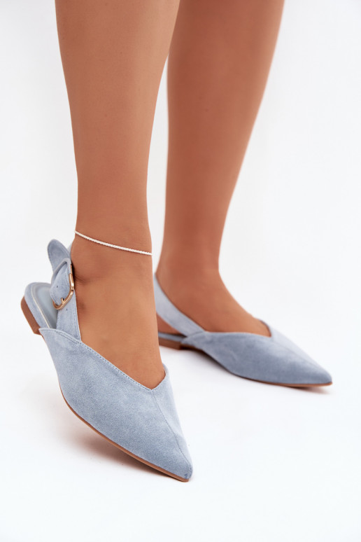 Blauwe dames ballerina's met gespen Tanelia