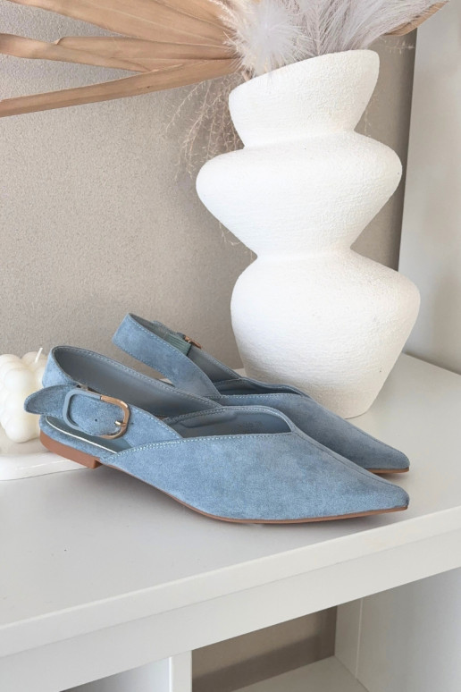 Blauwe dames ballerina's met gespen Tanelia