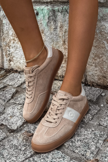 Sneakers voor dames van faux suede Big Star UU274009 in zandkleur