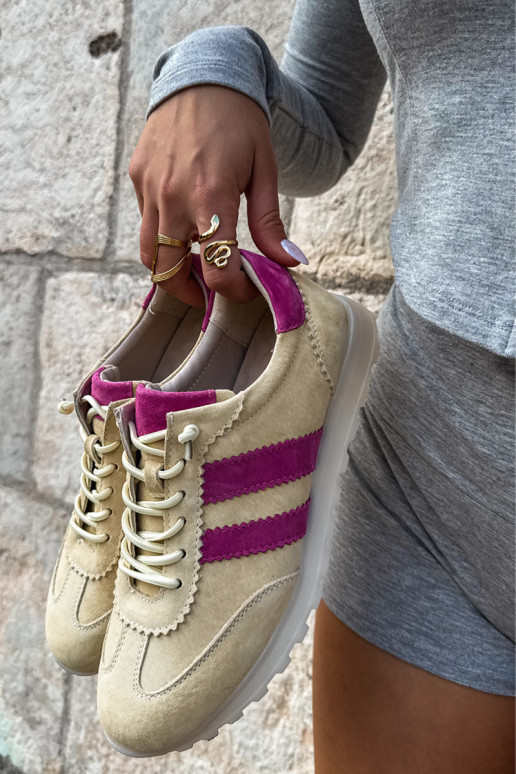 Gele suède sneakers Cuddla