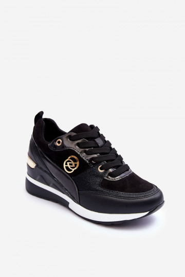 Chaussures de sport noires pour femmes à lacets avec plateforme Genova
