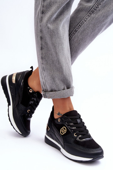 Chaussures de sport noires pour femmes à lacets avec plateforme Genova 2