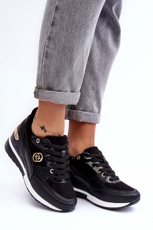 Gevlochten zwarte dames sportschoenen met platform Genova