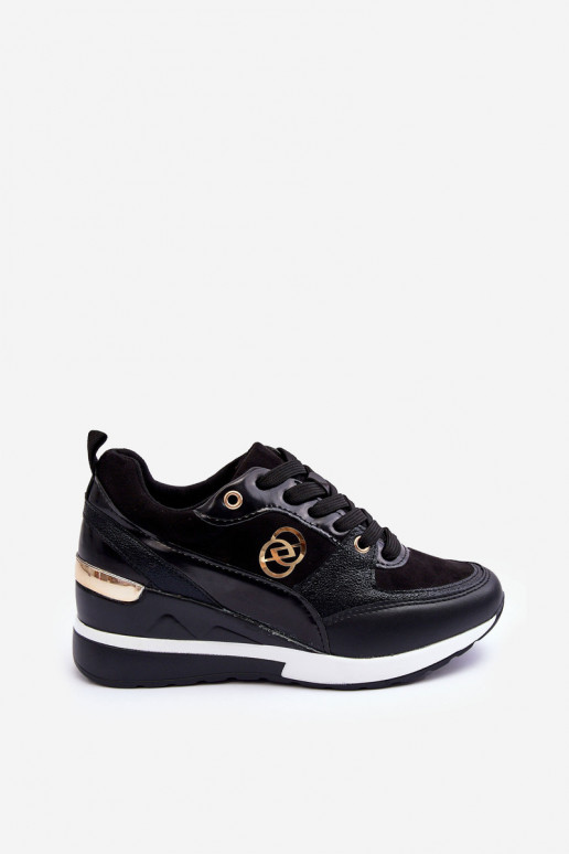 Chaussures de sport noires pour femmes à lacets avec plateforme Genova