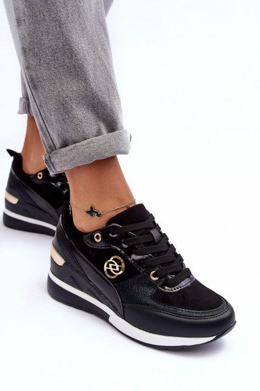Gevlochten zwarte dames sportschoenen met platform Genova