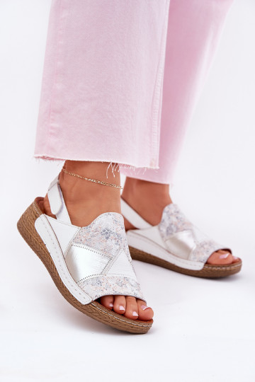 Sandales blanches pour femmes avec plateforme Braid Tai turiciejka L7067-11