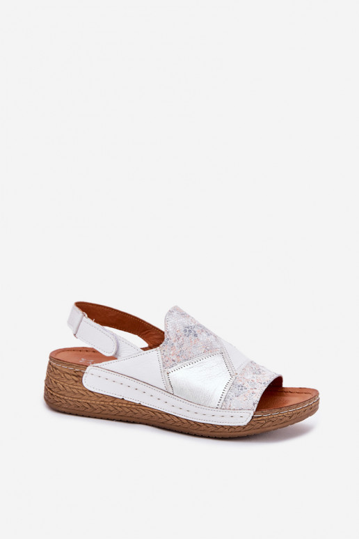 Weiße Damen-Sandalen mit Plattform Braid Tai turiciejka L7067-11