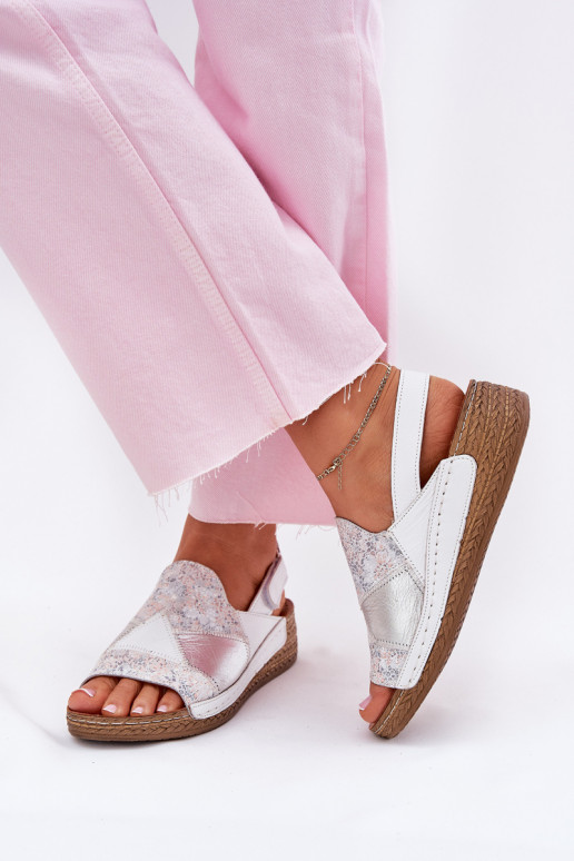 Sandales blanches pour femmes avec plateforme Braid Tai turiciejka L7067-11