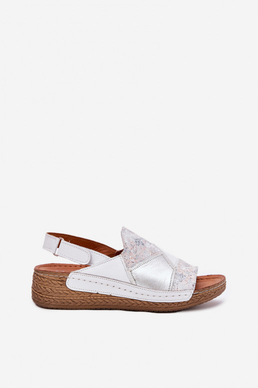 Weiße Damen-Sandalen mit Plattform Braid Tai turiciejka L7067-11