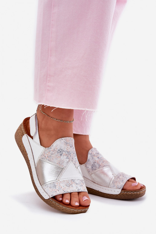 Sandales blanches pour femmes avec plateforme Braid Tai turiciejka L7067-11