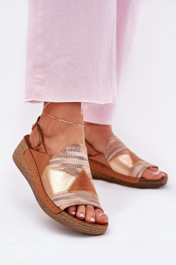 Sandales brunes pour femmes avec plateforme Braid Tai turiciejka L7067-29 2