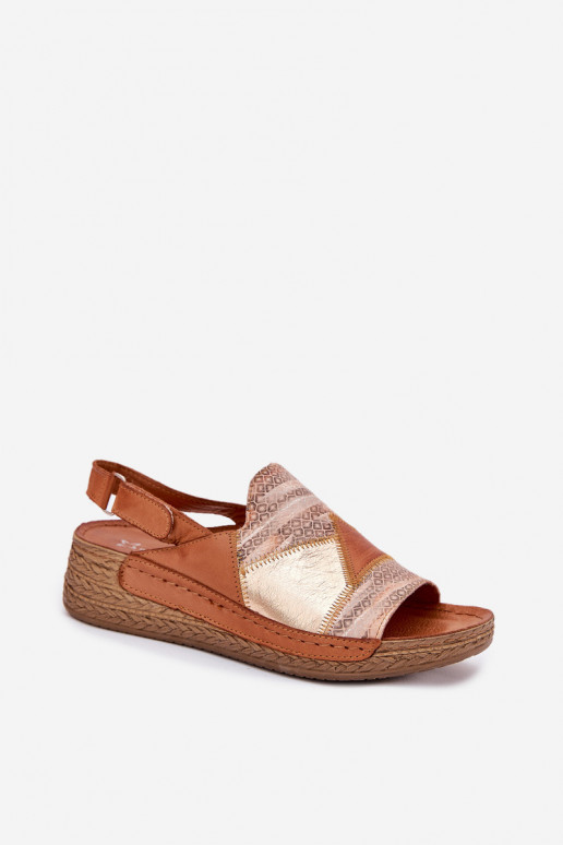 Bruine dames sandalen met platform Braid Tai turiciejka L7067-29