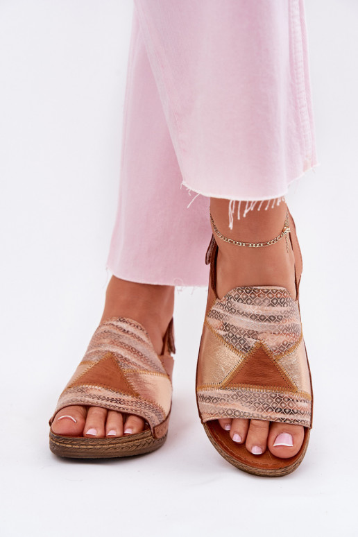 Bruine dames sandalen met platform Braid Tai turiciejka L7067-29