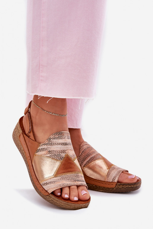 Sandales brunes pour femmes avec plateforme Braid Tai turiciejka L7067-29