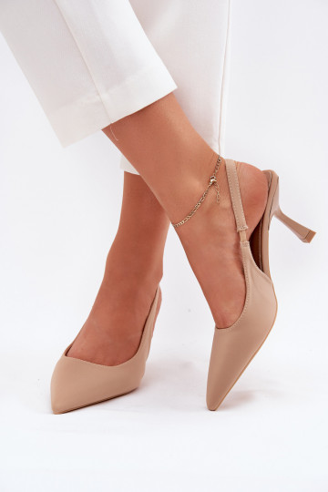 Beige Damen-Sandalen mit dünnen Absätzen Lunira