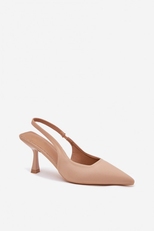 Zandkleurige dames sandalen met dunne hakken Lunira