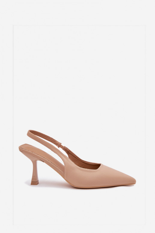 Zandkleurige dames sandalen met dunne hakken Lunira