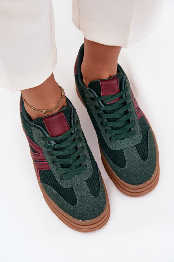 Groene fluwelen sportschoenen met platform Skye
