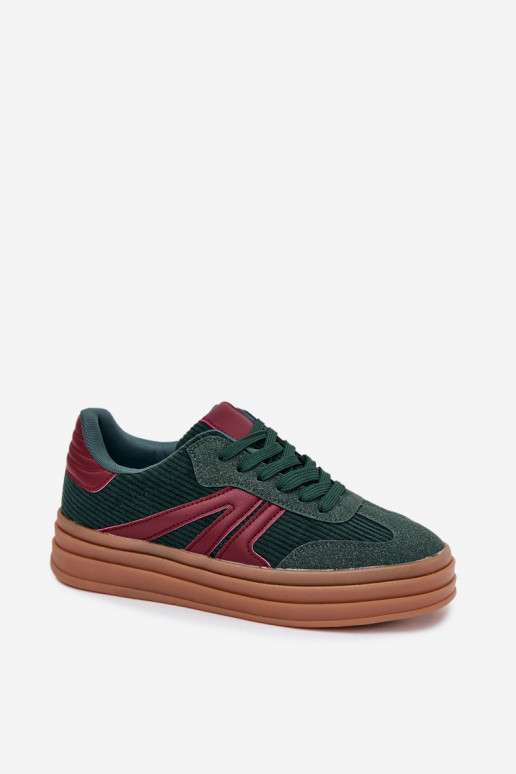 Groene fluwelen sportschoenen met platform Skye