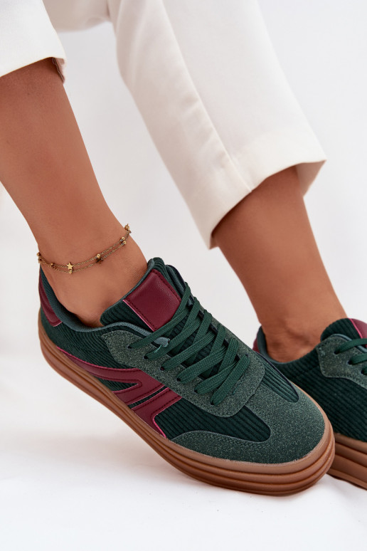 Grüne Samt-Sportschuhe mit Plattform Skye