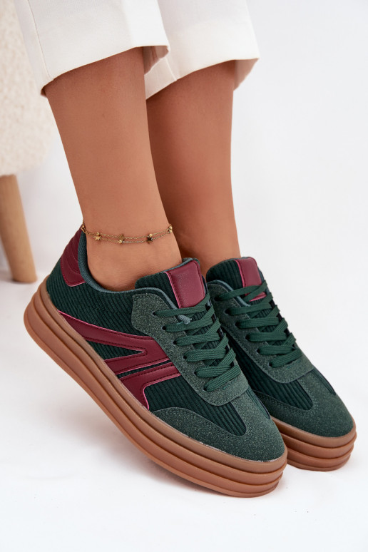 Groene fluwelen sportschoenen met platform Skye