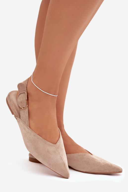 Beige Damen-Ballerinas mit Schnallen Tanelia