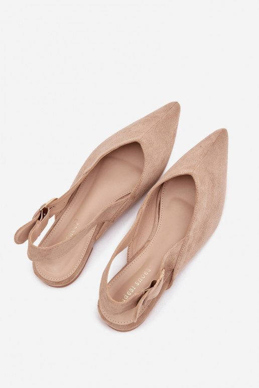 Beige Damen-Ballerinas mit Schnallen Tanelia