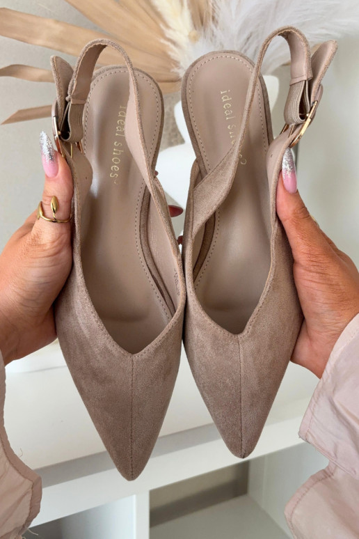 Beige Damen-Ballerinas mit Schnallen Tanelia