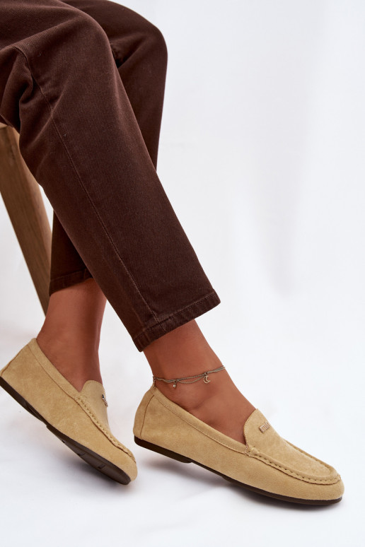 Gele dames mocassins met gouden details Sarivelle