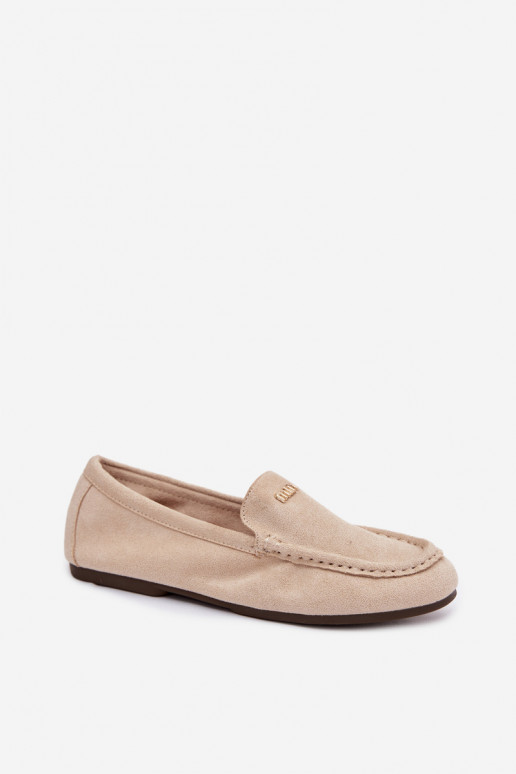 Beige Damen-Mokassins mit goldenen Details Sarivelle