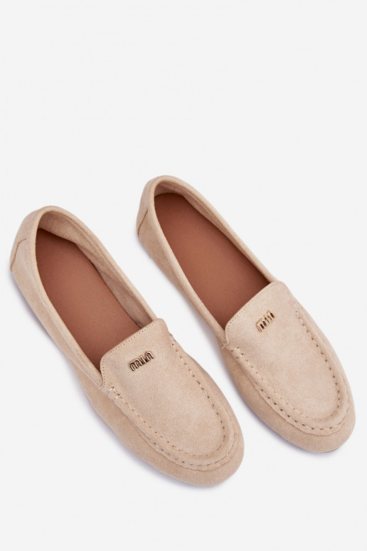 Beige Damen-Mokassins mit goldenen Details Sarivelle