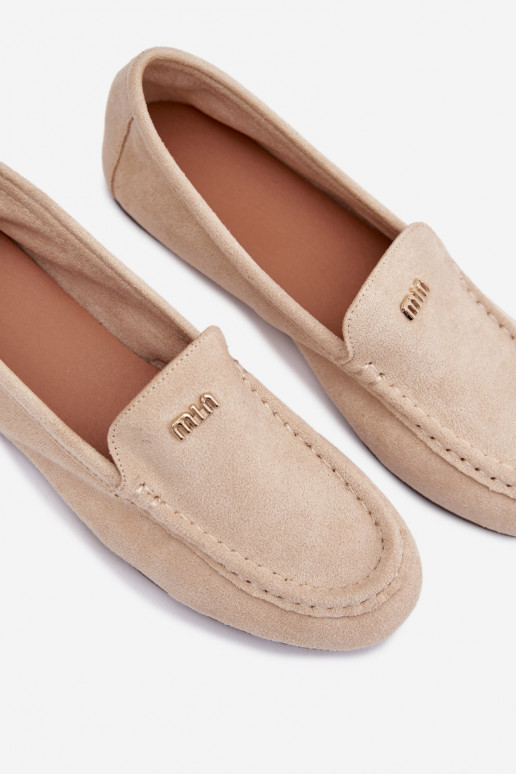 Beige Damen-Mokassins mit goldenen Details Sarivelle