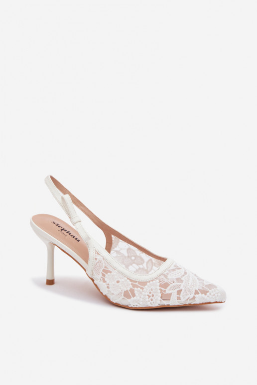 Dames sandalen met dunne hakken met kant Initte kleur Pelivelle