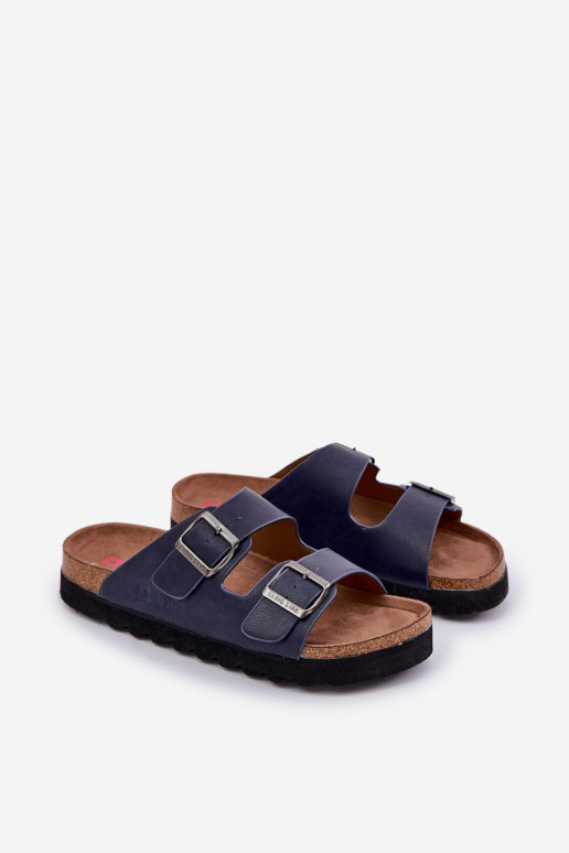 Pantoufles légères pour hommes avec boucles en simili cuir Big Star NN174530 couleur bleu marine