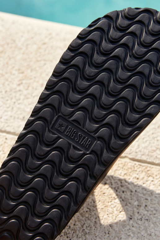 Lichte heren slippers met gespen van eco-leer Big Star NN174531 zwarte kleur