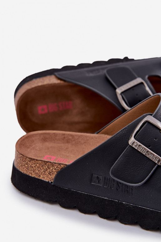 Pantoufles légères pour hommes avec boucles en simili cuir Big Star NN174531 couleur noire