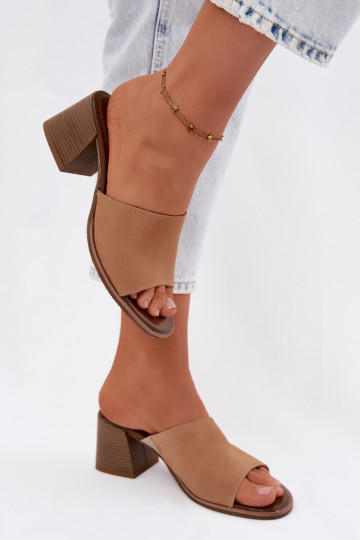 Beige dames faux suede hakslippers Zazoo 2