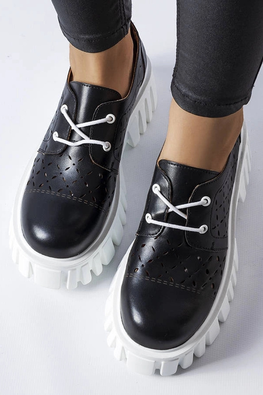 Zwarte geperforeerde chunky loafers Camus
