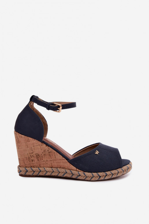 Donkerblauwe dames platform sandalen Su Braid INrangler 20261086.29Y