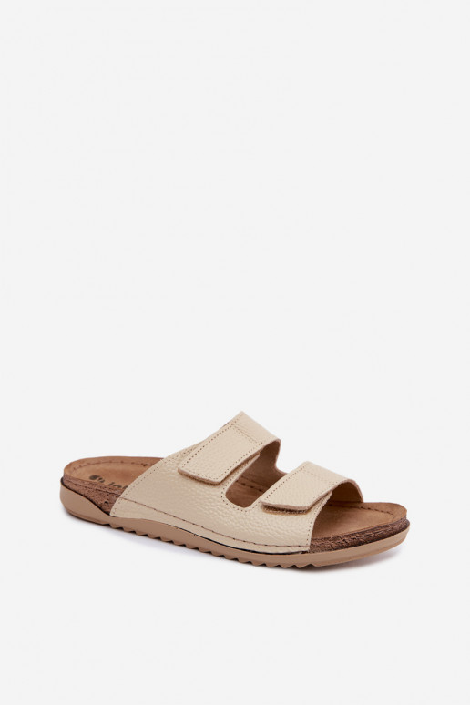 Pantoufles en cuir pour femmes ivoire Inblu AA0005GU