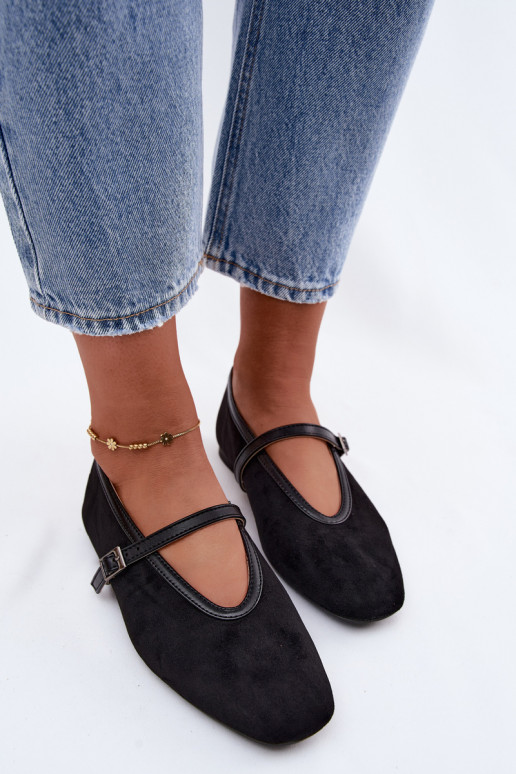 Ballerines noires avec des brides en daim synthétique Felora