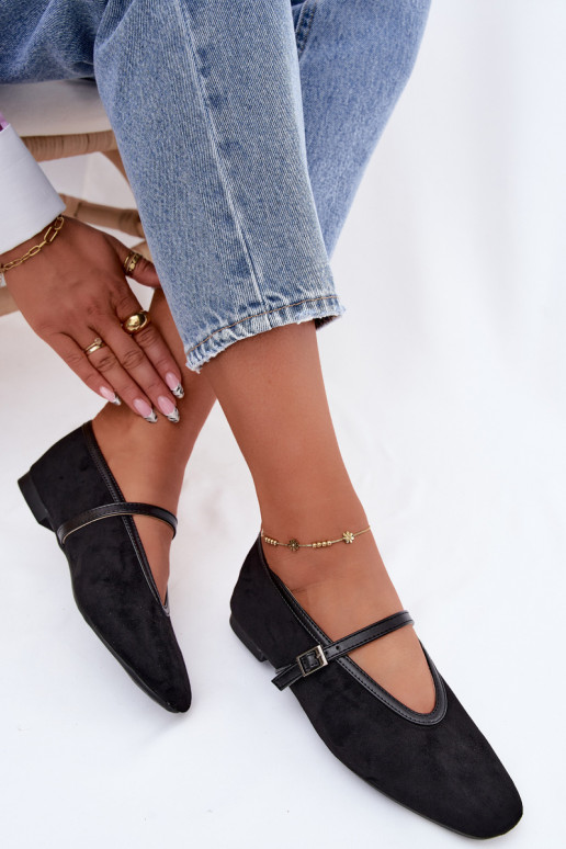 Ballerines noires avec des brides en daim synthétique Felora