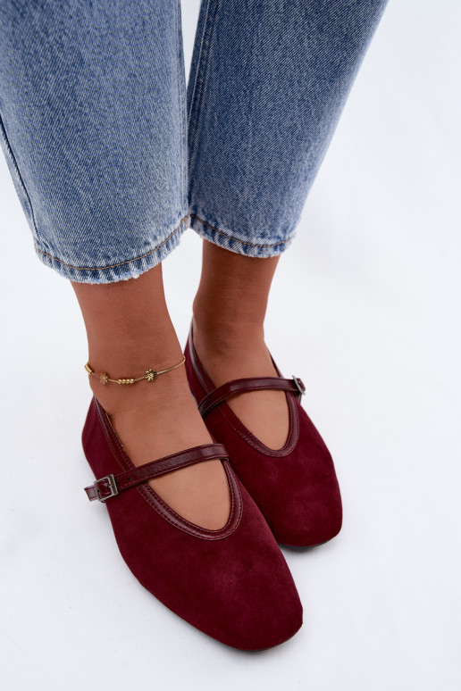 Bordeaux ballerina's met bandjes van faux suede Felora
