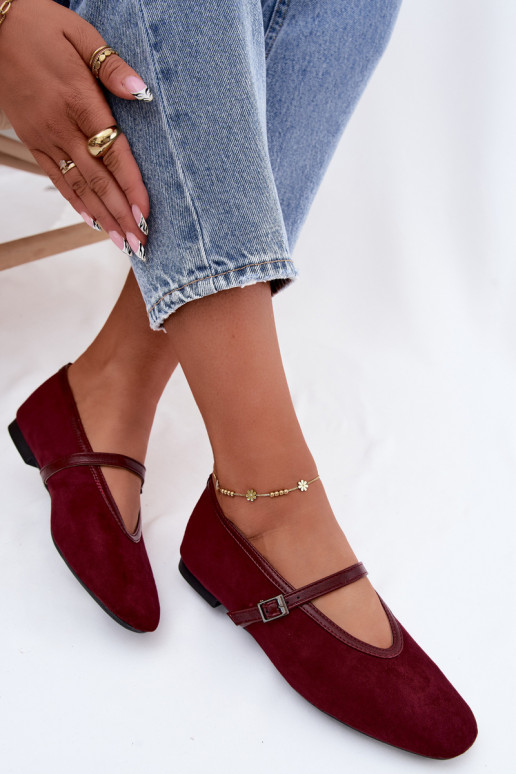 Bordeaux ballerina's met bandjes van faux suede Felora